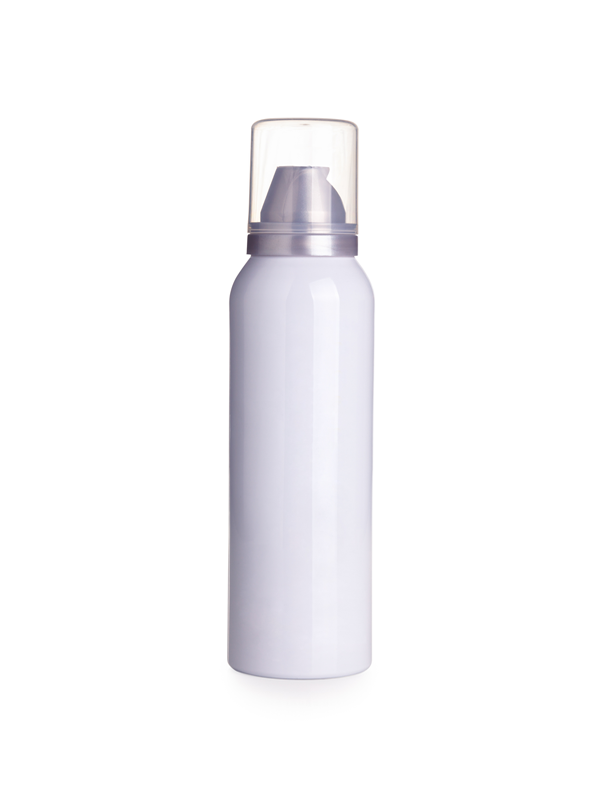 empty white aerosol can for health and beauty product