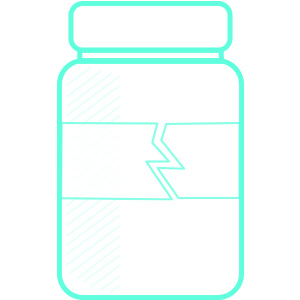 icon representing glass container with label tearing damage