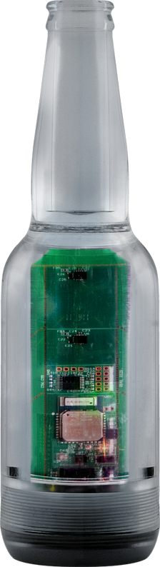 Image of ShockQC sensor in glass bottle