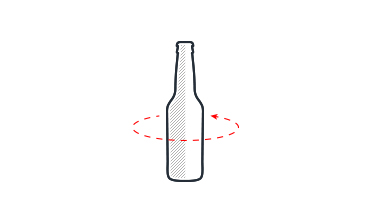 beer bottle icon showing spin and tilt measurement