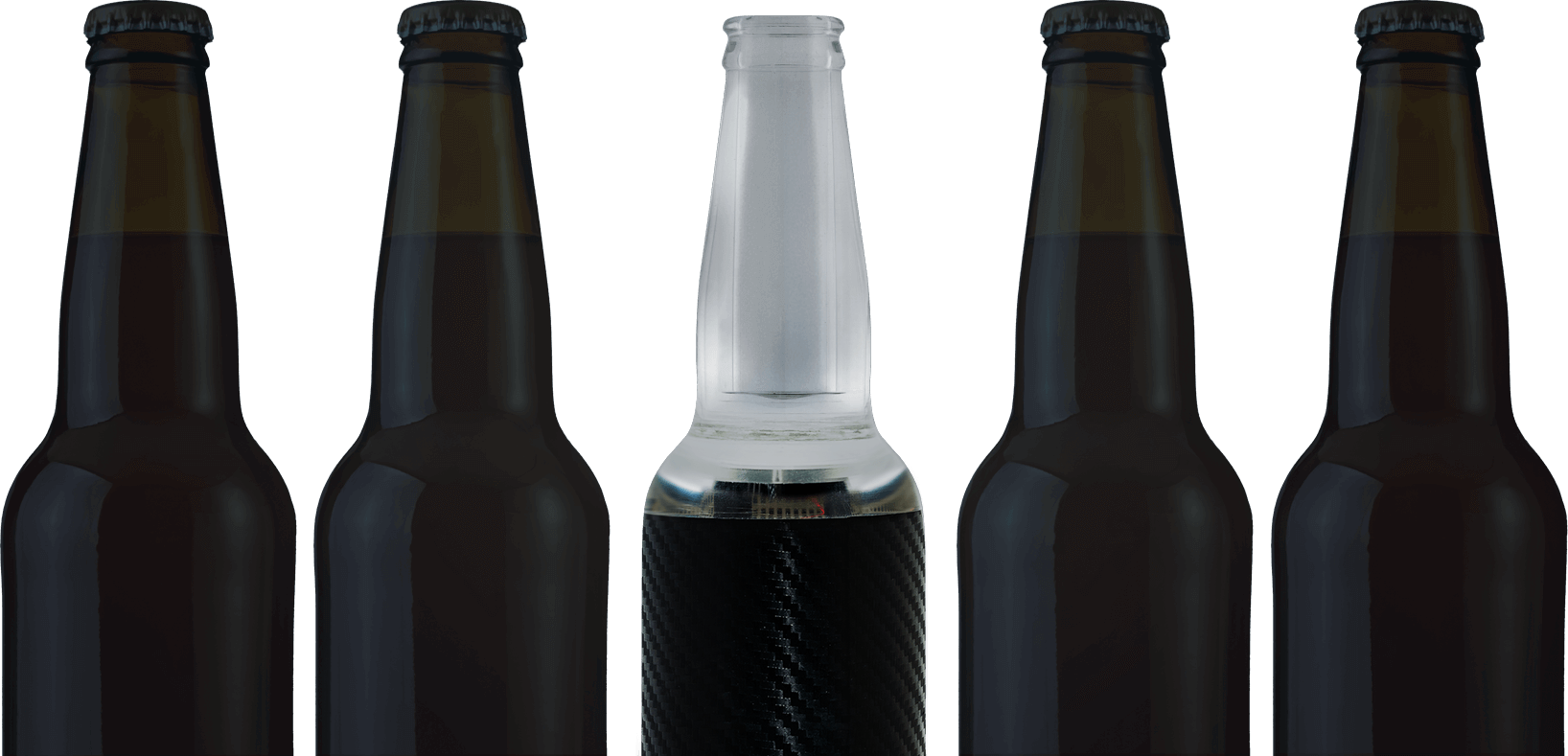 beer bottles lined up with pressureqc plus scuff sensor
